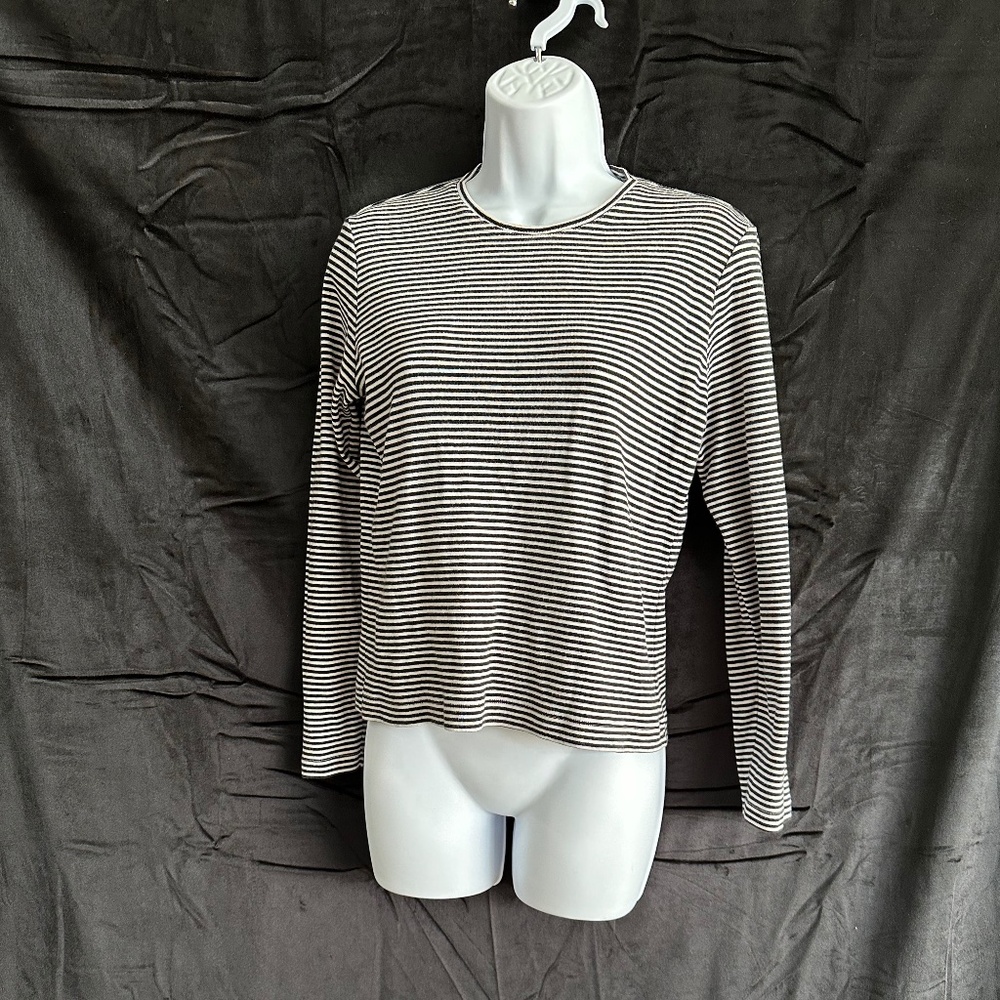 Ann Taylor, black and white striped long sleeve top, size S